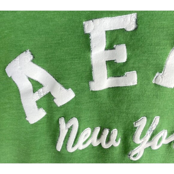 VTG Aeropostale T-Shirt Baby Tee Womens Large Green Cap Sleeve Distressed Logo - Picture 5 of 11